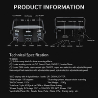 15 projecteurs décoratifs à faisceau laser DJ disco UV LED avec télécommande et contrôle sonore DMX pour la décoration de festivals | YSH