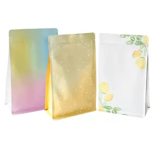 Colorful Eight Side Seal Plastic Aluminum foil Bags Self Adhesive Bag Food Packaging Bag For Snack Biscuit Candy