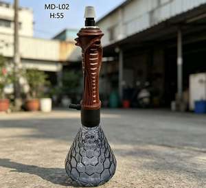 Brown Snake Handle <b>Hookah</b> Clear Honeycomb Base Glass Style Water <b>Pipe</b> MD-L02 - Product Image 3