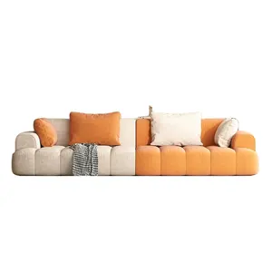 Nouvel arrivage de canapé-lit 3 places de couleur personnalisée au design simple Canapé de salon rose en tissu velours