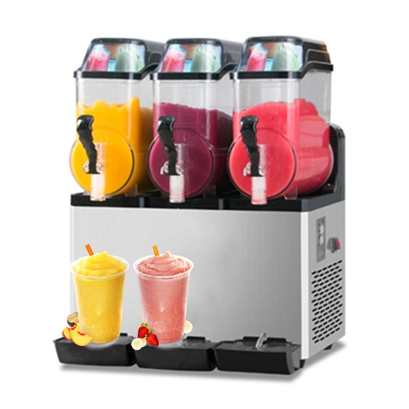 Slushy Mesin Pembuat Smoothie Industri Kecil, 3 Mangkuk X 12 Liter Tiga Tangki Kepala Mesin Slushie Slushie 3 Tangki Mesin Lumpur