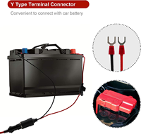 Câble d'extension allume-cigare 16AWG de 0,5 m avec borne en Y 12V 24V pour onduleur de voiture et batterie solaire