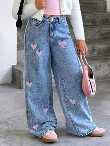 <span class=keywords><strong>Pantaloni</strong></span> Larghi in Denim per Bambine Primavera-Autunno, Nuovi <span class=keywords><strong>Pantaloni</strong></span> Casual a Gamba Dritta per Bambini - Product Image 3