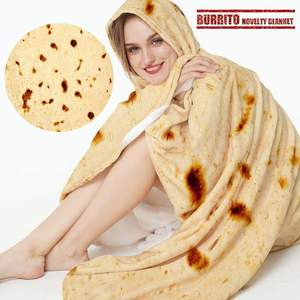 Manta de Franela Redonda, Suave y Divertida con Diseño Personalizado de <span class=keywords><strong>Pizza</strong></span>, Burrito Mexicano o Tortilla, en Oferta - Product Image 2