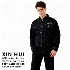 Fabrik-Großhandel OEM-Service 2026 Individuelles Logo Gewaschene Bedruckte Jeansjacke & Jeans Herren Graffiti-Set Wendbar Winddicht - Product Image 4