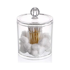 Clear Plastic <b>Jar</b> Set for <b>Bathroom</b> Cotton Ball Cotton Swab Cotton Makeup Organizer Household Items for Living Room - Product Image 1