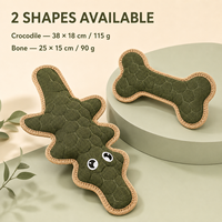 Jouet pour chien en peluche couineur avec surface texturée 3D, styles os et crocodile