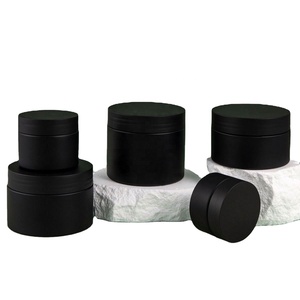30ml 50ml Matte Black Containers <b>Plastic</b> PET Cosmetic Container <b>Jar</b> With Black Lid - Product Image 1