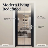 Portes GELLJA en verre français avec cadre en alliage d'aluminium, design minimaliste, étanches pour intérieur et extérieur, modèle avec garantie de 3 ans