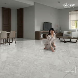 Vistaar marca 60*120cm 600*1200mm 24*48 Porcelanato brillante alta calidad Alaska Bianco cerámica oscura suelo de pared azulejos de mármol - Product Image 1