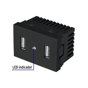 Scatola con 12 unità di 1.5-modulo nero prese USB a 2 porte, linea Lisbon - Product Image 2