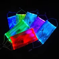 Masque LED rechargeable par USB, plissé plat, lumineux bleu, pour soirée en boîte de nuit