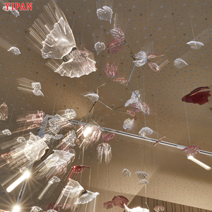 Cá nhân sáng tạo bướm Hình dạng mặt dây chuyền thủy tinh đèn biệt thự thương mại Plaza phía trước bàn dẫn đèn chùm - Product Image 3