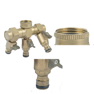 YOD Distributeur <span class=keywords><strong>de</strong></span> tuyau d'arrosage robuste en laiton massif à 3 voies avec <span class=keywords><strong>robinet</strong></span> d'arrêt 3/4 pouce pour irrigation extérieure - Product Image 4