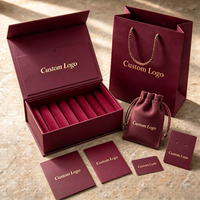 Coffret d'emballage personnalisé de luxe avec estampage à chaud, boîte rigide magnétique pour bijoux, sac en papier, pochette, cartes, boîtes d'emballage en carton