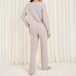 Conjunto de dos piezas de ropa de dormir de mujer de punto de gofres personalizado al por mayor - Product Image 3