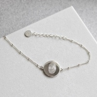 Bracelet en acier inoxydable personnalisé fait à la main avec une mini-plaque commémorative, cordon, mini-étiquette réglable, gravure d'empreintes digitales, perle souvenir, chaîne
