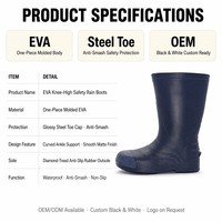 Bottes de pluie de sécurité montantes en EVA avec logo personnalisé OEM, embout en acier anti-écrasement, semelle antidérapante à motif diamant pour le travail industriel