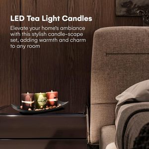 Bougeoirs à LED décoratifs vintage, 3 bougies sans flamme avec rochers et plateau pour décorations de Noël - Product Image 2