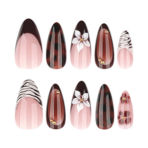 Juego <span class=keywords><strong>de</strong></span> 24 <span class=keywords><strong>Uñas</strong></span> Postizas <span class=keywords><strong>de</strong></span> Diseño <span class=keywords><strong>de</strong></span> Flores <span class=keywords><strong>de</strong></span> Verano, Cereza y Almendra, Importadas <span class=keywords><strong>de</strong></span> Corea, PMMA ABS Acrílico, <span class=keywords><strong>Uñas</strong></span> Cortas Personalizadas con Diamantes - Product Image 5