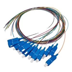 12 Cores Ftth Fiber Optic Pigtail Sm Mm Sc Fc Lc St 0.9mm Pigtail With Apc Upc Connectors