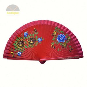 Elegante Abanico de Bambú Vintage para Boda, con Encaje Blanco y Borlas, Diseño Plegable Hecho a Mano, Técnica Pintada, Portátil - Product Image 4