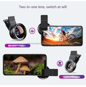 Pince universelle détachable 2-en-1 0.45X Super Wide Angle <span class=keywords><strong>Macro</strong></span> Lens Clip-On Travel Phone Kits - Product Image 2