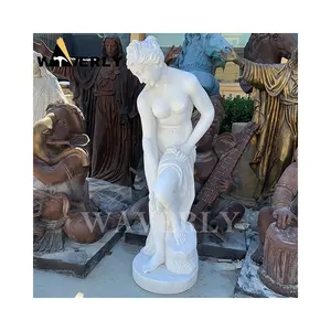 Stone Carvings And Sculptures Yard Roman Bathing Nake Woman Cast Marble Statue Life size Marble Statues Greek Women Bathing