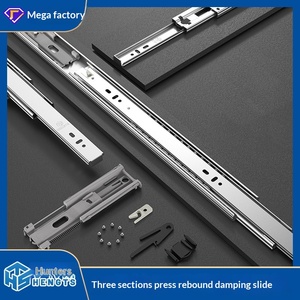 Corredera de cajón de extensión total de 45 mm con rebote por presión, sin tirador, silenciosa, de tres secciones, con riel de acero engrosado y cierre suave. - Product Image 5