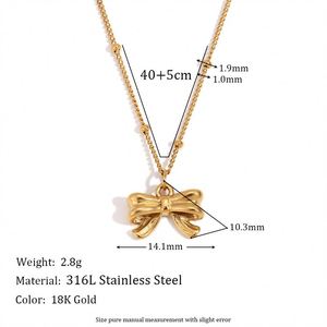 Collier à nœud simple en or 18 carats plaqué acier inoxydable de haute qualité en Europe et aux États-Unis - Product Image 3