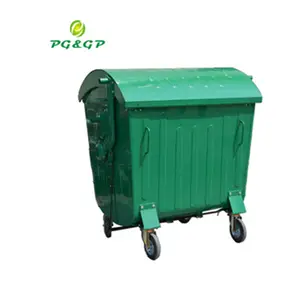 Outdoor Bins 1100リットルGalvanized Steel Dust Bin With Wheels Metal Step Wastebin/Garbage Bin/ Trash Can