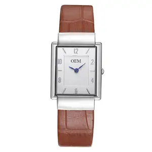 Custom Minimalist Watch Fashion Style Square Quartz Watches For Women Leather Wristwatch