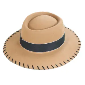 Chapéu tipo fedora, chapéu em feltro de lã com aba larga, chapéu de torta de porco cortável, chapéu de jazzo