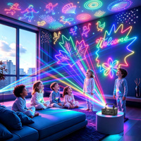 Projecteur laser DJ RGB 2W avec faisceau de balayage DMX LED, éclairage de scène avec télécommande et contrôle sonore pour boîte de nuit, style dessin animé | YSH