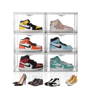 Clear plastic shoe display box customized plentiful transparent acrylic garage kits case storage plastic shoe box transparent