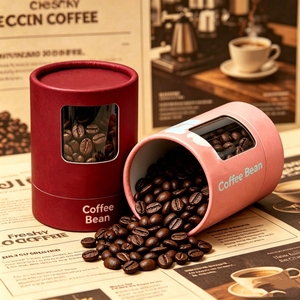 Tubo de Papel Biodegradable de Tamaño Personalizado, Caja Cilíndrica con Ventana Transparente de PVC para Empaque de Granos de Café y Dulces - Product Image 6