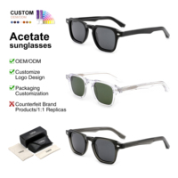 Lunettes de soleil carrées en acétate OEM en gros, protection UV400 TAC, logo personnalisé, style rétro vintage pour hommes
