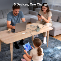 Chargeur rapide GaN 160W en gros, adaptateur secteur 5 sorties USB-C USB-A, prise UE, charge simultanée de plusieurs appareils pour ordinateurs portables et téléphones