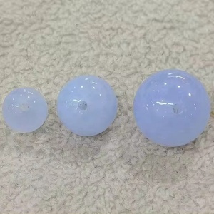 Natural Gemstone Blue Chalcedony Half Drilled 6mm 8mm 10mm Loose Stone <strong>Beads</strong> <strong>Black</strong> Jet Earrings Jewelry Making - Product Image 1