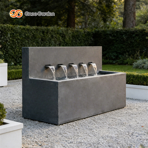 Gnee Garden Traditional <b>Rectangle</b> Aluminum Waterfall Fountain Outdoor Garden Decor Floor Mount Natural Finish 5-Spout Feature - Product Image 3