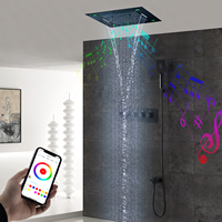 Ensemble de douche de luxe 2026 noir mat carré avec accessoires et fonction pluie musicale
