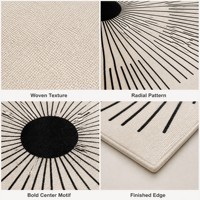 Moderner Geometrischer Radialmuster-Teppich mit TPR-Rückseite, Saugfähiger Fleckresistenter Pflegeleichter Teppich