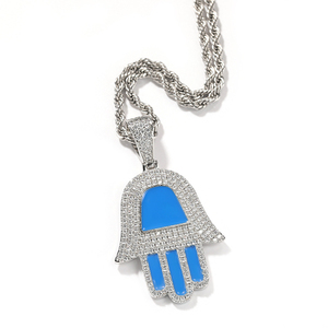 Collana con ciondolo a forma di capra in stile hip-hop alla moda, con zirconi e smalto <span class=keywords><strong>Hamza</strong></span> - Product Image 4