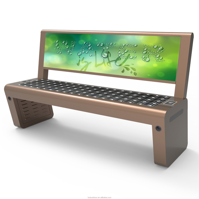 Waterproof Outdoor Smart Solar Bench for Park, Garden & Patio with WiFi, Mobile Charging & Music Playback