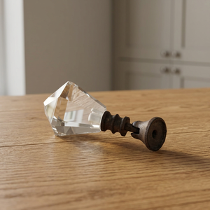 <b>Clear</b> Faceted Glass Handmade Modern Metal Rose Crystal Style Interior Door Knob and <b>Drawer</b> Handle for Living Room Home Decor - Product Image 2