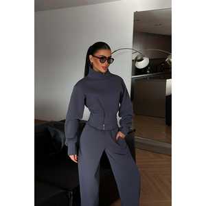 Survêtement d'hiver gris fumé pour garçons avec fermeture éclair, personnalisable, à capuche, pour le sport et la gym, confortable, respirant, coupe-vent, options grandes tailles - Product Image 4