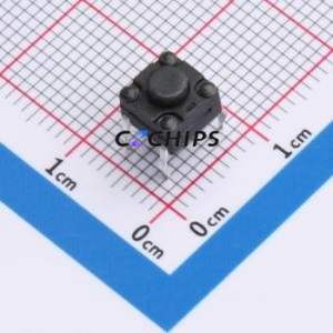 TSW06161-050D433DA Tactile Switch Through hole-4P,6.1x6.1mm Switch Single Pole Single Throw Round Button 2.3N 6.1mm - Product Image 1