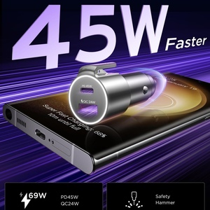 LISEN PD 45W Adaptador de encendedor de cigarrillos con interruptor de ventana Cortador de cinturón de seguridad Cargador de coche multifunción para iPhone Samsung - Product Image 2