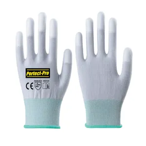 Grey ESD Anti-static PU Coated Gloves Palm Safety Working Gloves