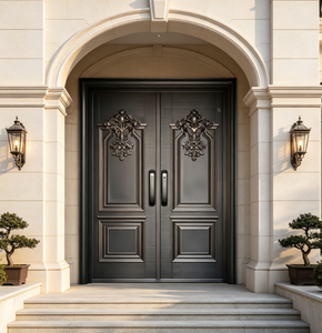 Porte d'entrée de villa moderne en acier estampé et gaufré, insonorisée et sécurisée, pour villa résidentielle - Offre Spéciale - Product Image 2